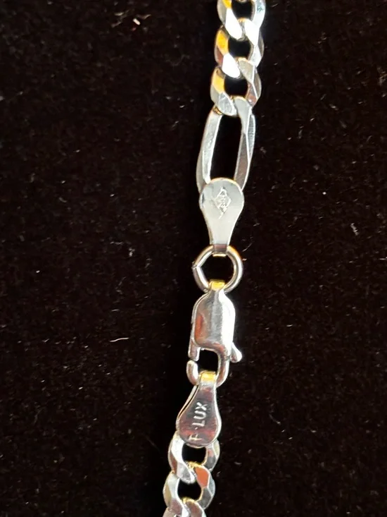Sterling Silver Figaro Chain Necklace - Silver - Picture 5 of 5